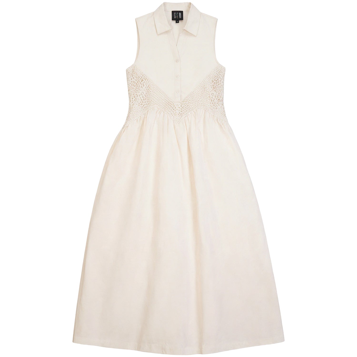 G816-CR - LACE CROCHET INSERT SLEEVELESS DRESS  Gem