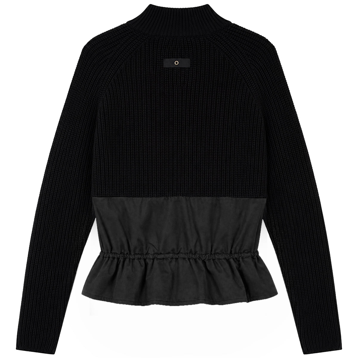 D900-BK - MIXED MEDIA CONTRAST ZIPPER DETAIL TOP