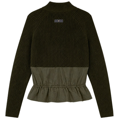 D900-GN - MIXED MEDIA CONTRAST ZIPPER DETAIL TOP