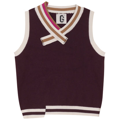 D908-BU - STRIPE RIB DETAIL VEST