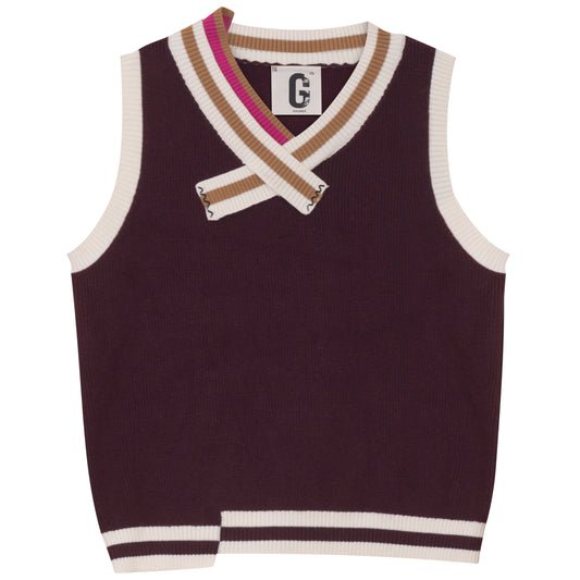 D908-BU - STRIPE RIB DETAIL VEST
