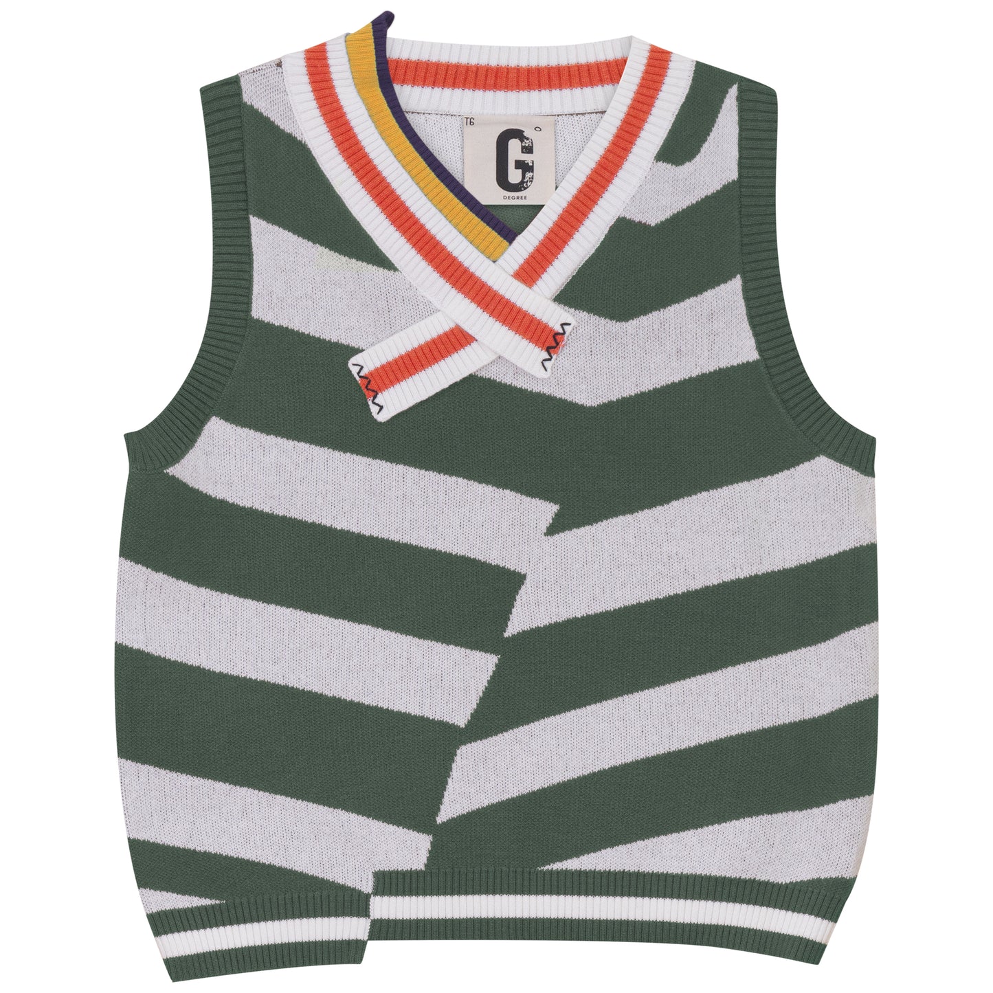 D908-GN - STRIPE RIB DETAIL VEST