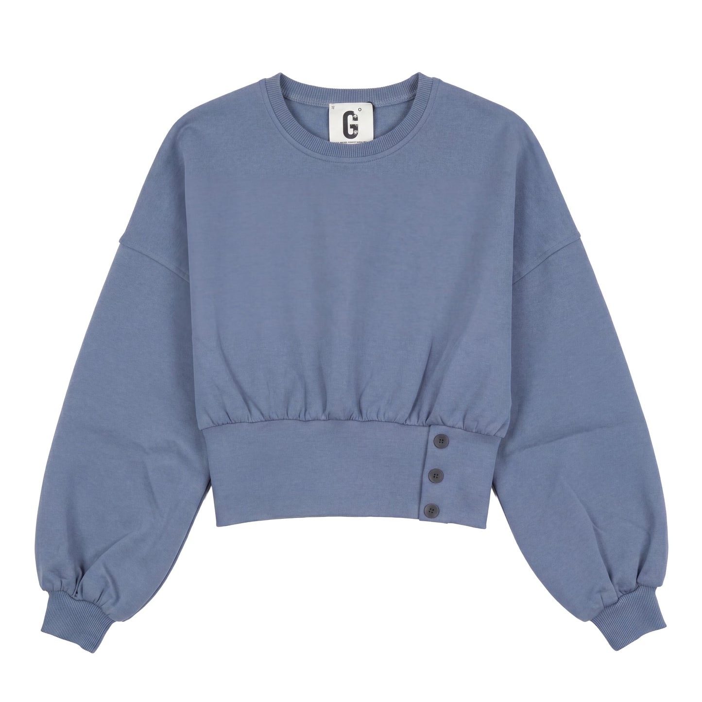 D922-BL - SIDE BUTTONS WIDE WAISTBAND TOP