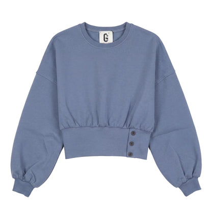 D922-BL - SIDE BUTTONS WIDE WAISTBAND TOP