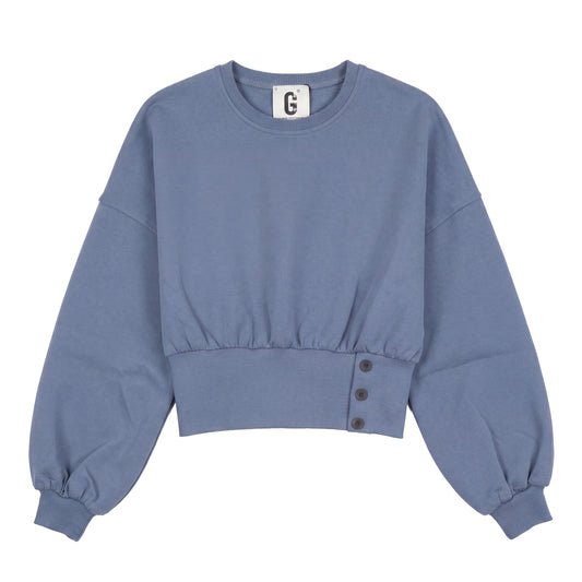 D922-BL - SIDE BUTTONS WIDE WAISTBAND TOP