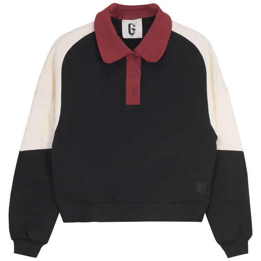 D930-BK - COLORBLOCK COLLAR TOP