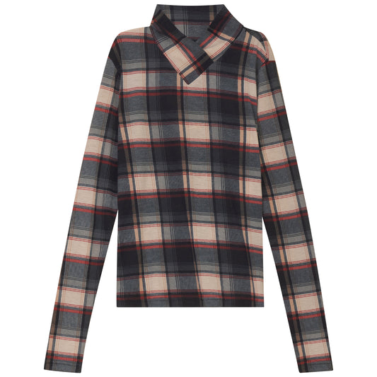 D932-BKPL - CROSSOVER V MOCK NECK TOP