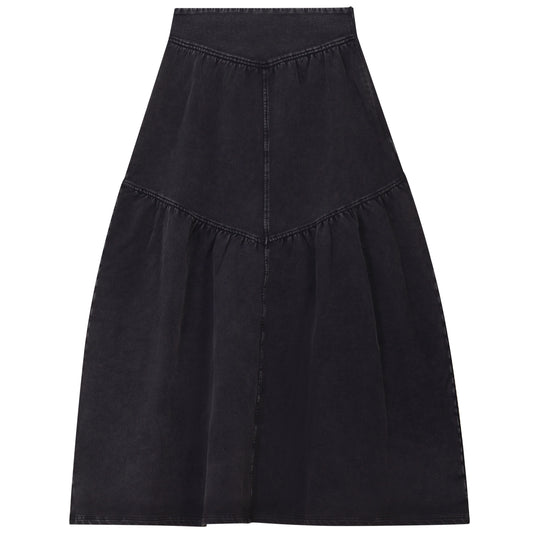 D941-BK - TIERED WASHED SKIRT