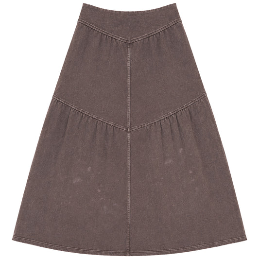 D941-BR - TIERED WASHED SKIRT