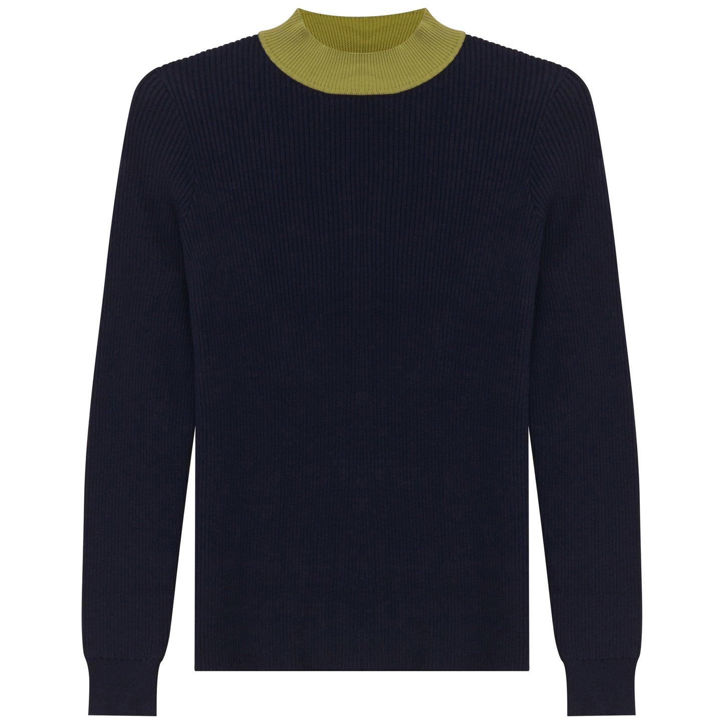 D942-NA - COLORBLOCK RIBBED MOCK NECK