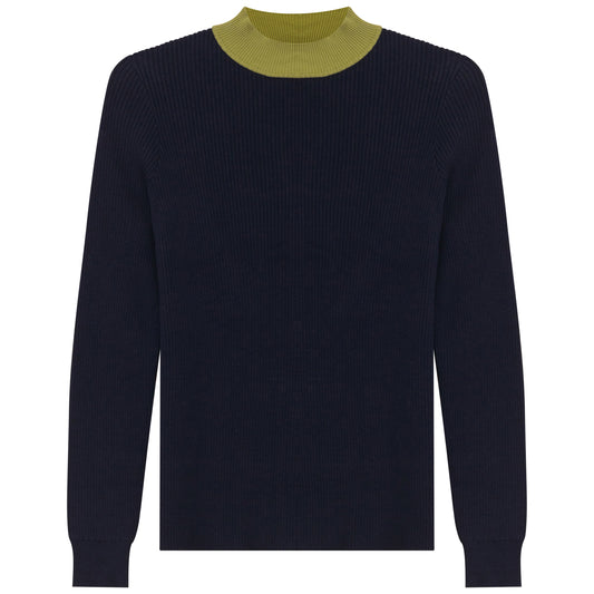 D942-NA - COLORBLOCK RIBBED MOCK NECK