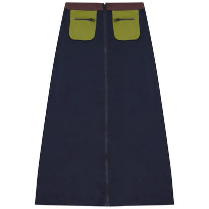 D943-NA - COLORBLOCK POCKET DETAIL SKIRT