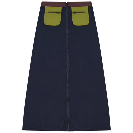 D943-NA - COLORBLOCK POCKET DETAIL SKIRT