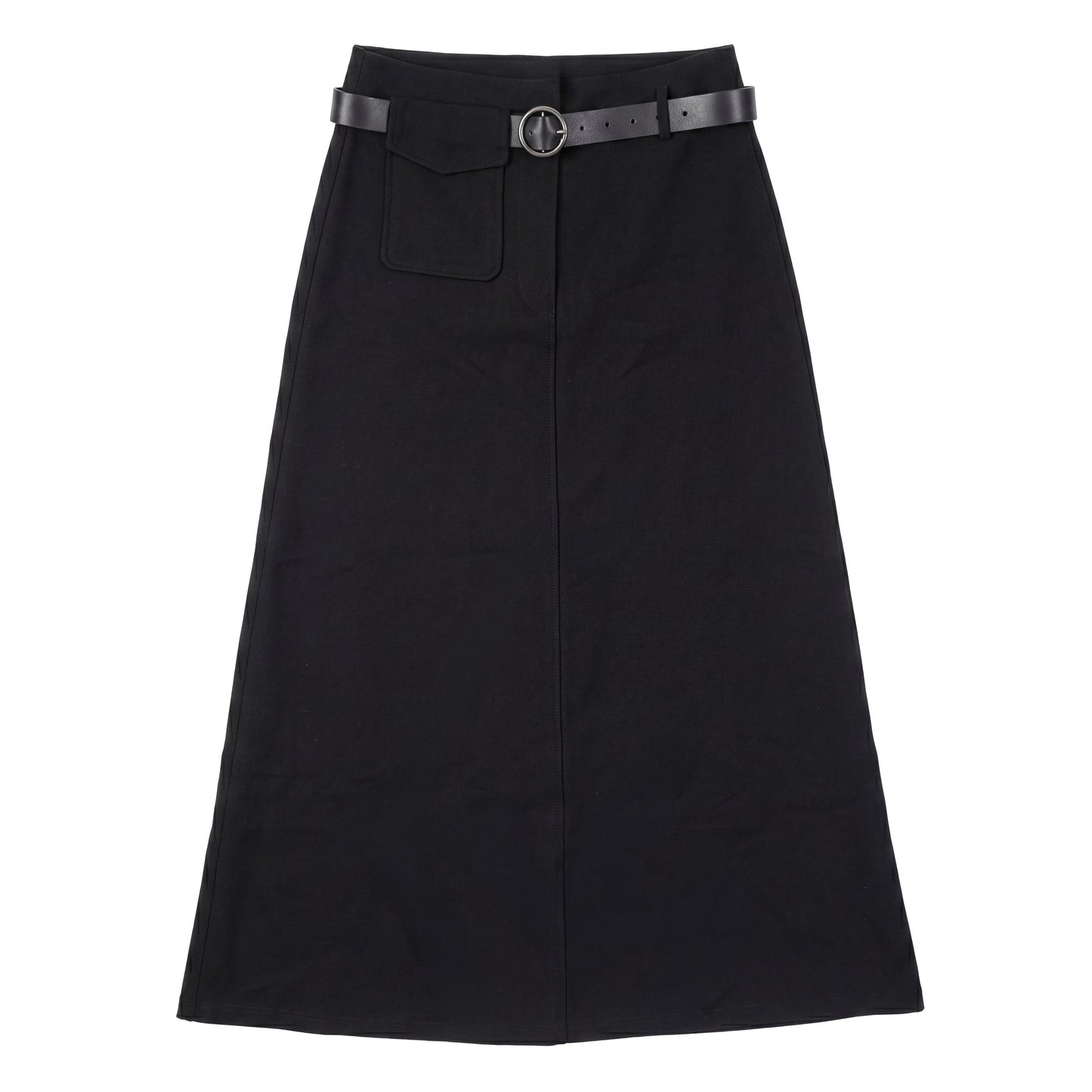 D976-BK - POCKET DETAIL A-LINE SKIRT