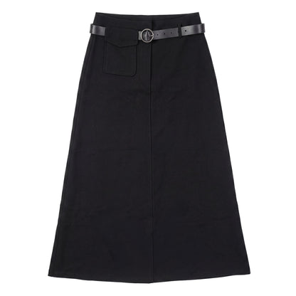 D976-BK - POCKET DETAIL A-LINE SKIRT