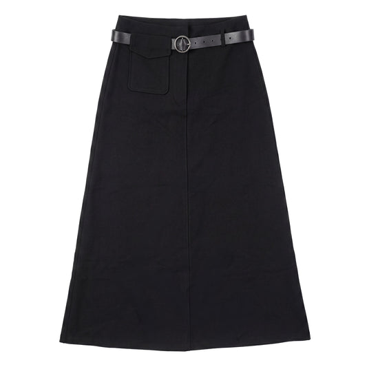 D976-BK - POCKET DETAIL A-LINE SKIRT