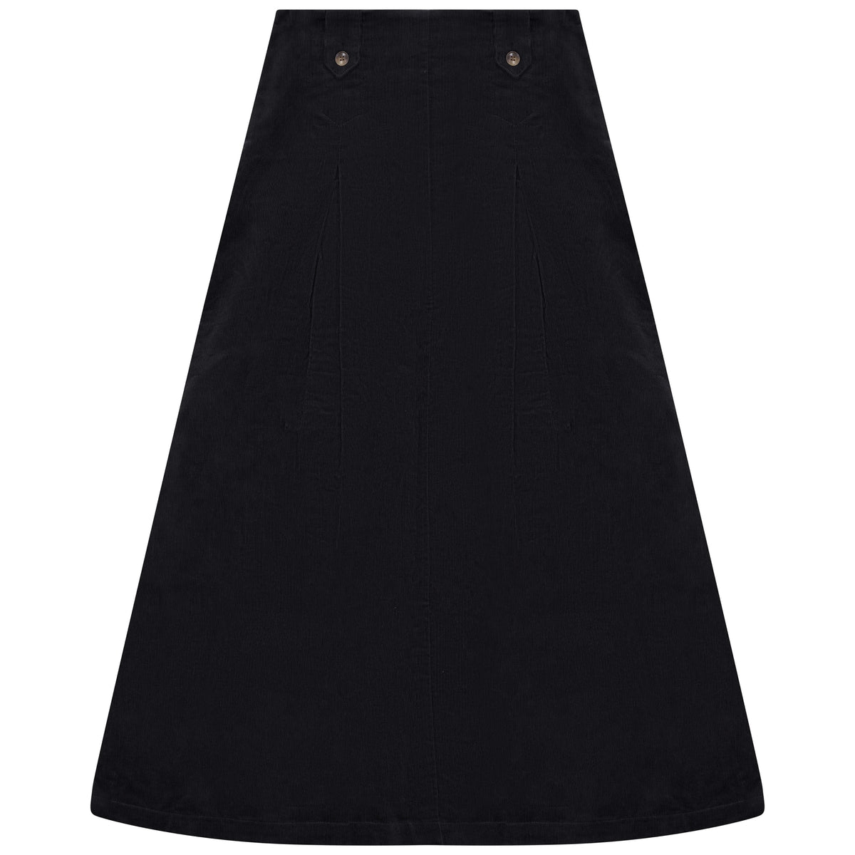 D978-BK - FRONT BUTTON DETAIL CORDUROY SKIRT
