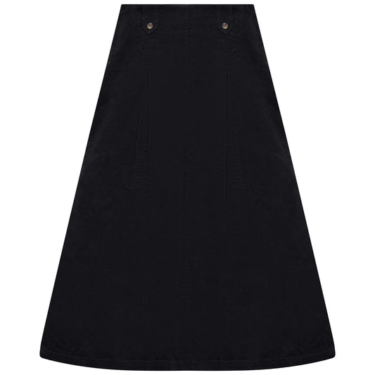 D978-BK - FRONT BUTTON DETAIL CORDUROY SKIRT