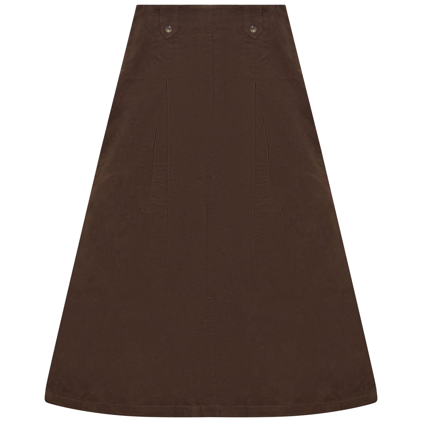 D978-BR - FRONT BUTTON DETAIL CORDUROY SKIRT