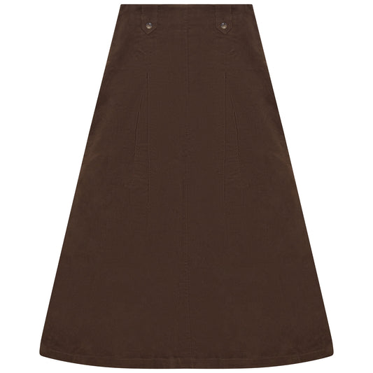 D978-BR - FRONT BUTTON DETAIL CORDUROY SKIRT