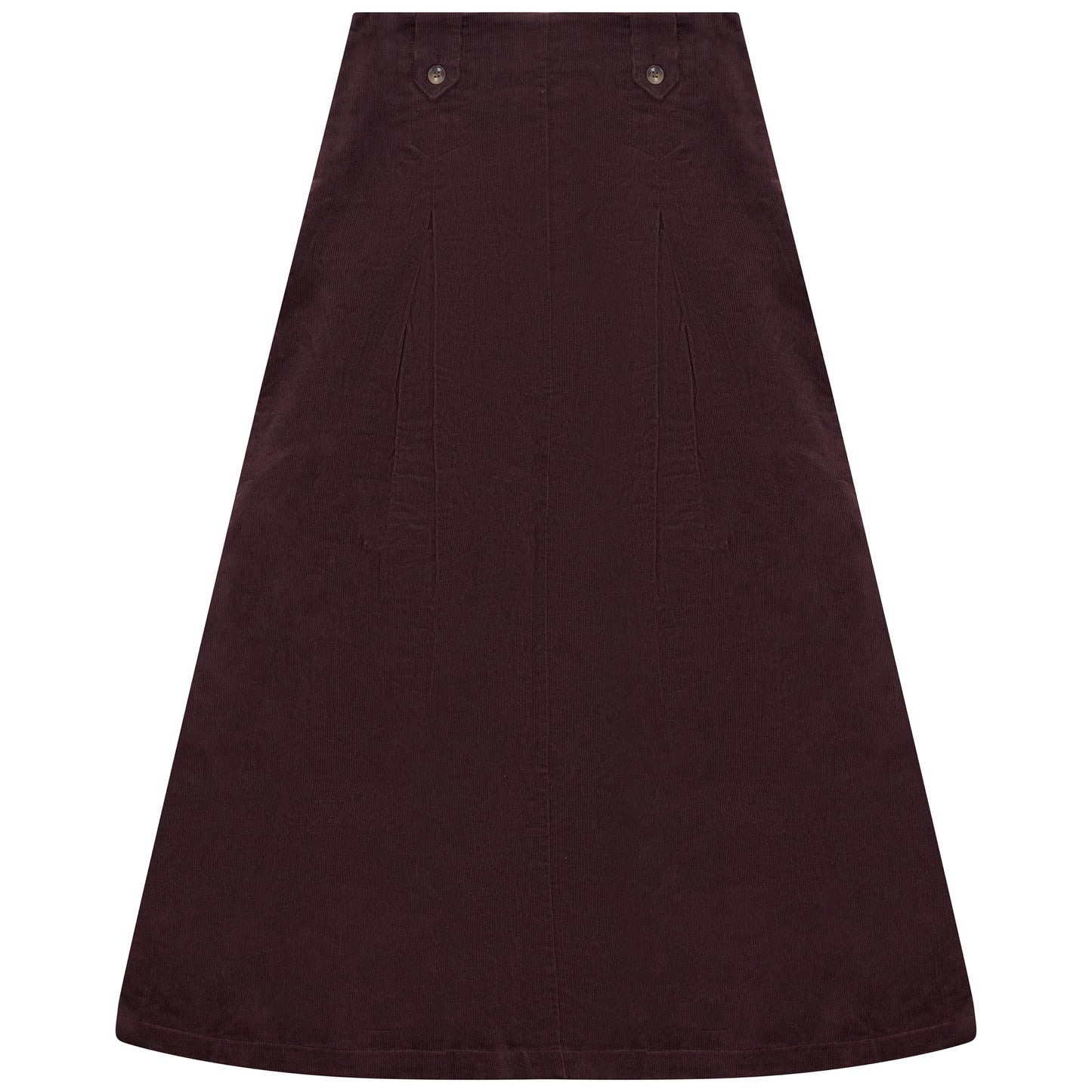D978-BU - FRONT BUTTON DETAIL CORDUROY SKIRT