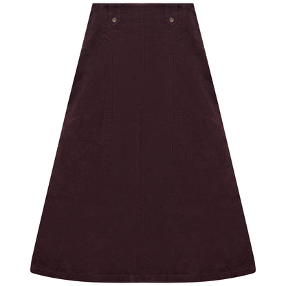 D978-BU - FRONT BUTTON DETAIL CORDUROY SKIRT