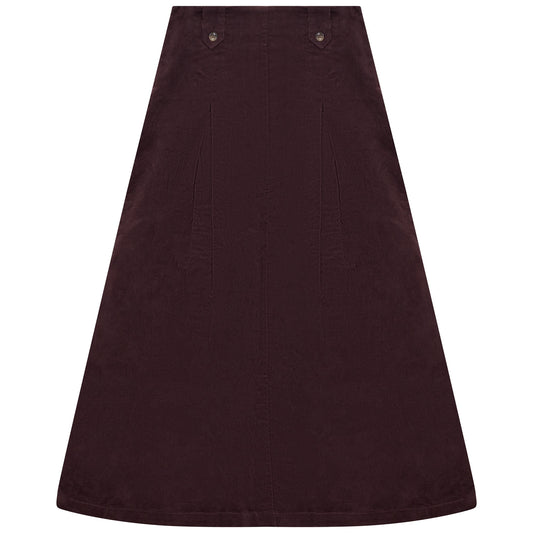 D978-BU - FRONT BUTTON DETAIL CORDUROY SKIRT