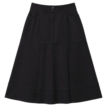 D982-BK - BUTTON A-LINE SKIRT