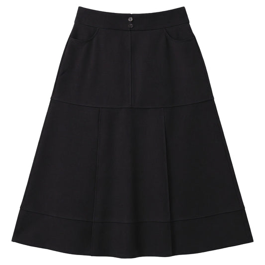 D982-BK - BUTTON A-LINE SKIRT