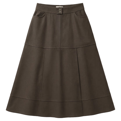 D982-BR - BUTTON A-LINE SKIRT
