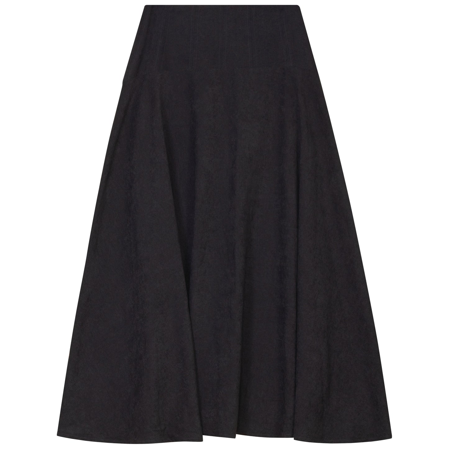 D984-BK - TOPSTITCHED YOKE SUEDE SKIRT