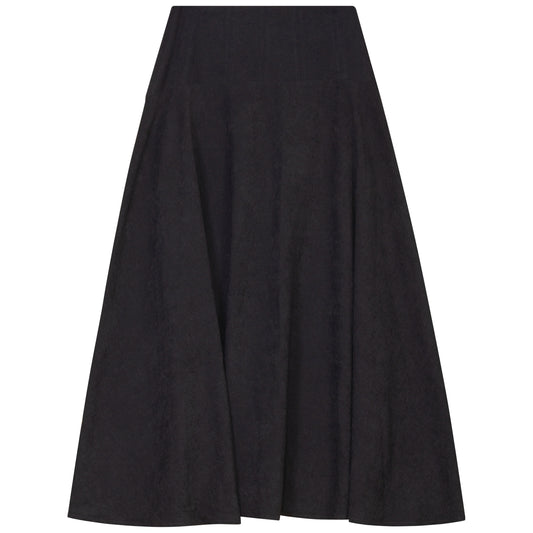 D984-BK - TOPSTITCHED YOKE SUEDE SKIRT