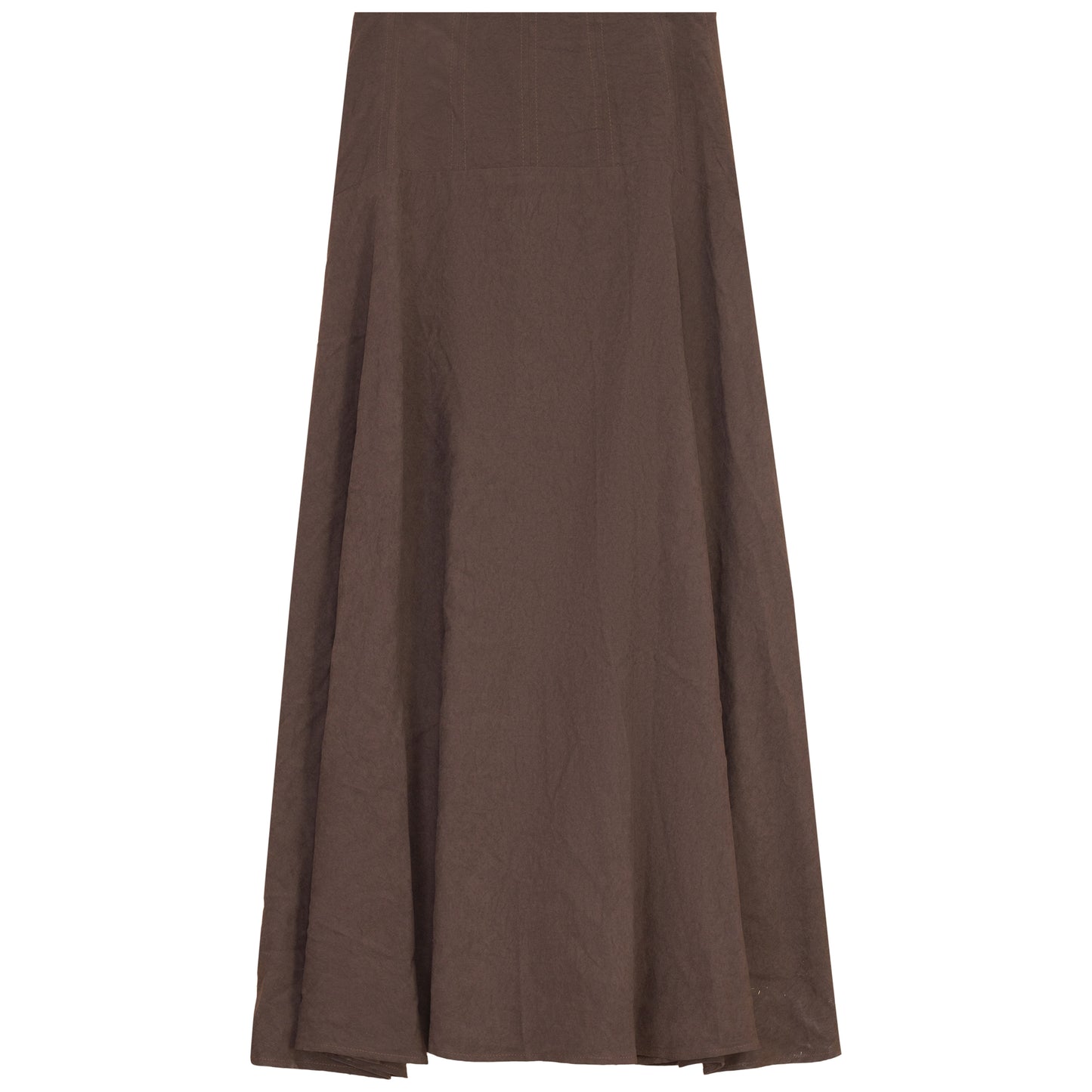D984-BR - TOPSTITCHED YOKE SUEDE SKIRT