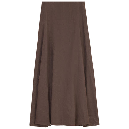 D984-BR - TOPSTITCHED YOKE SUEDE SKIRT