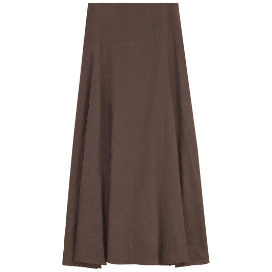 D984-BR - TOPSTITCHED YOKE SUEDE SKIRT