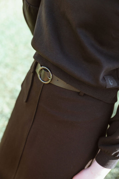 D976-GY - POCKET DETAIL A-LINE SKIRT