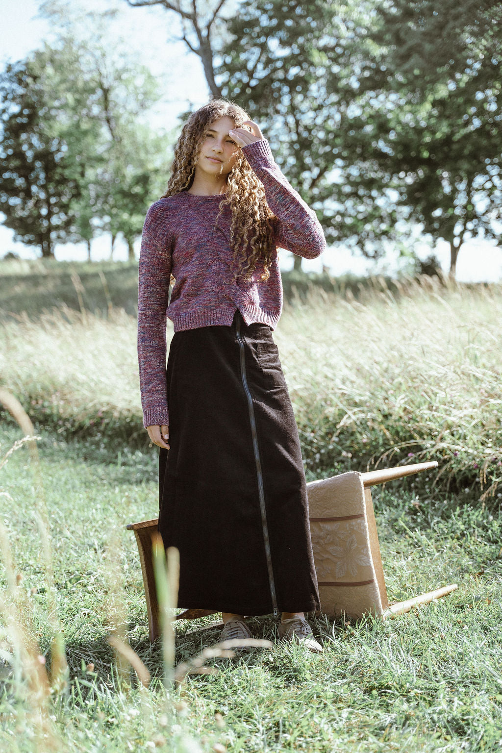 D972-BK - ZIPPER DETAIL CORDUROY SKIRT