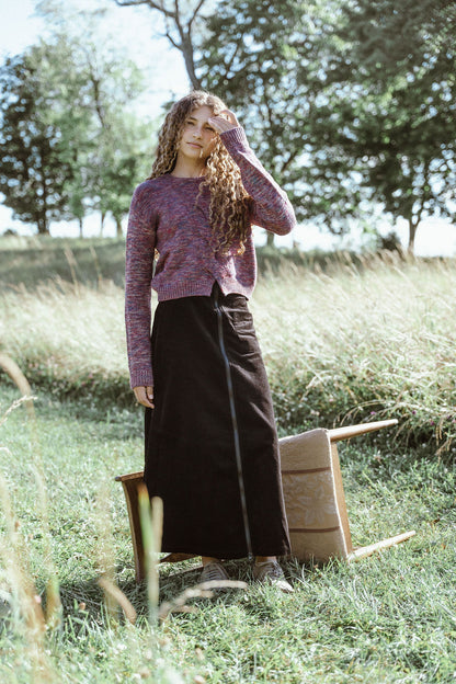 D972-BK - ZIPPER DETAIL CORDUROY SKIRT