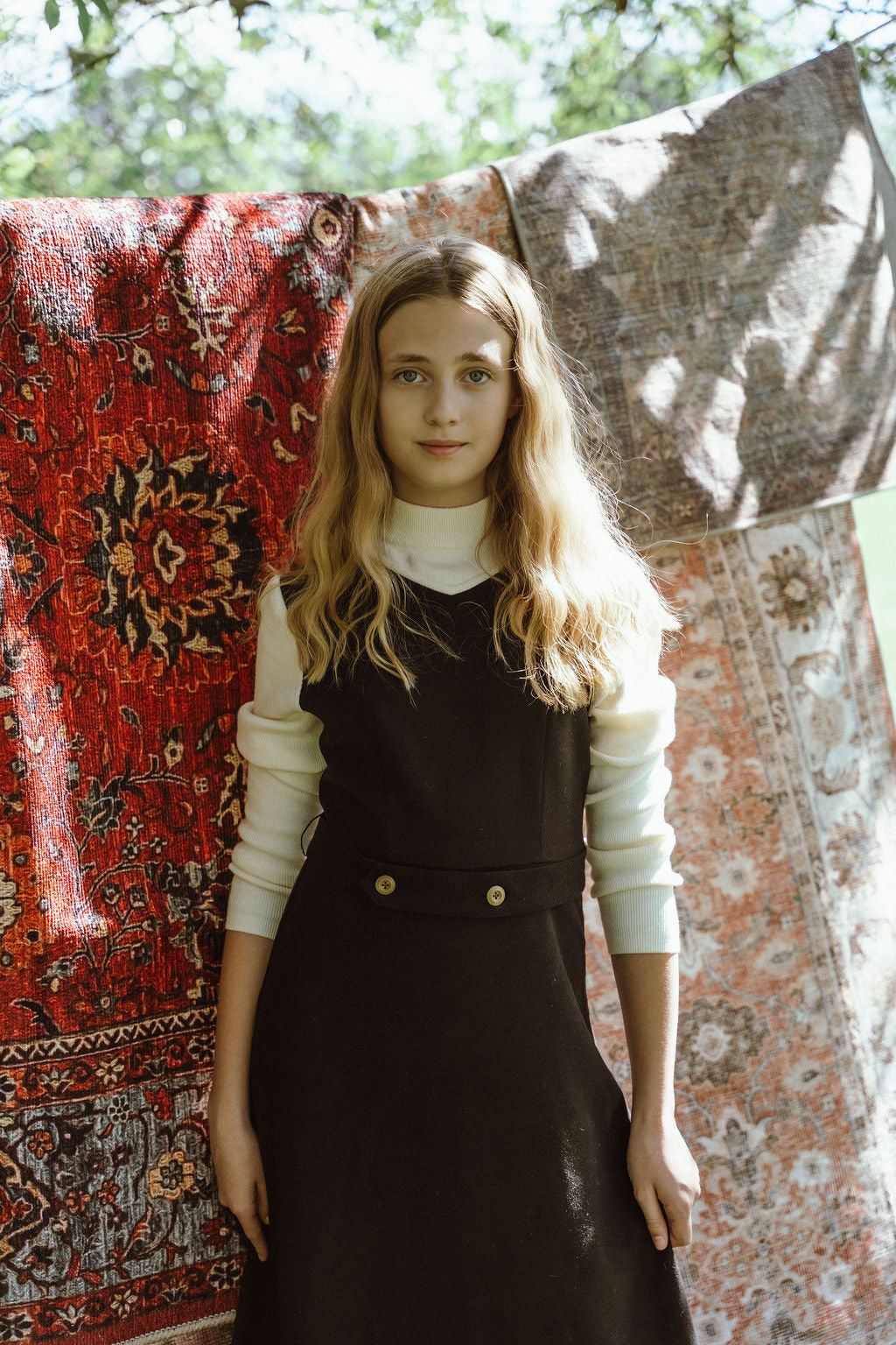 G914-BK - WOOL DRESS WITH MOCK NECK