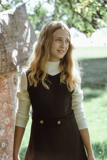 G914-BK - WOOL DRESS WITH MOCK NECK