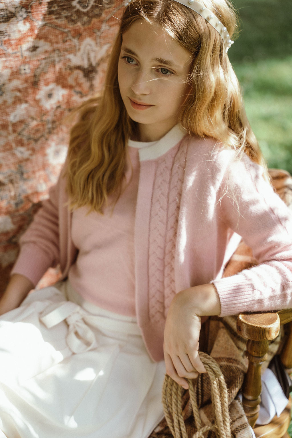 G950-BL - MOHAIR CABLE SWEATER SET