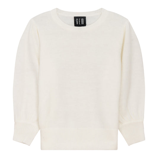 G574-CR - ANGORA BUBBLE SLEEVED SWEATER