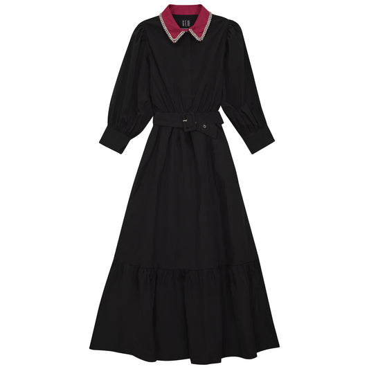 GEMSTONE COLLARED DRESS