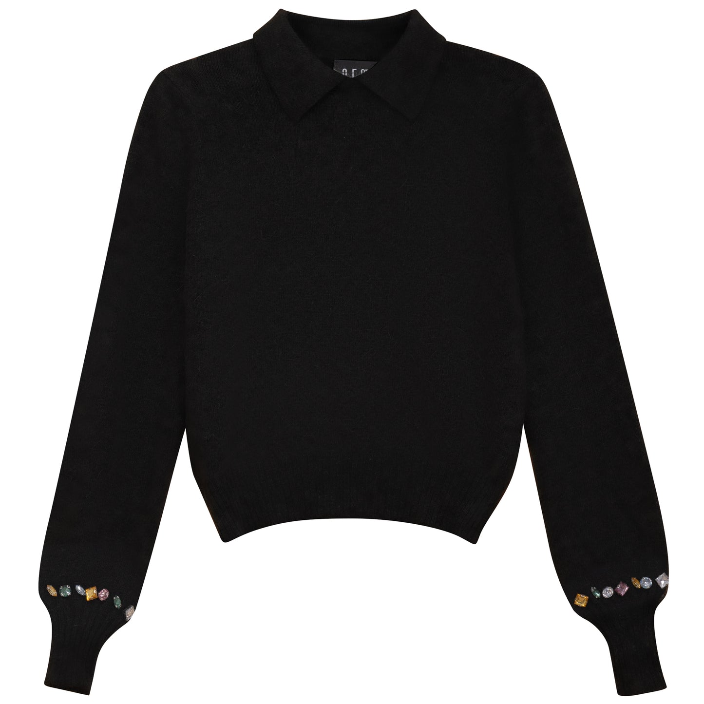 CRYSTAL EMBELLISHED COLLAR SWEATER