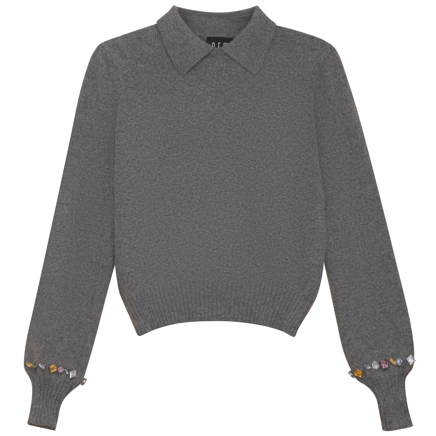 CRYSTAL EMBELLISHED COLLAR SWEATER