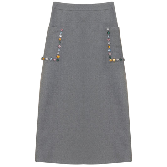 CRYSTAL EMBELLISHED POCKET SKIRT