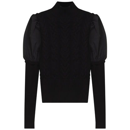 TAFFETA SLEEVE TURTLENECK