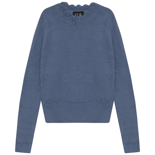 FURRY SCALLOPED SWEATER