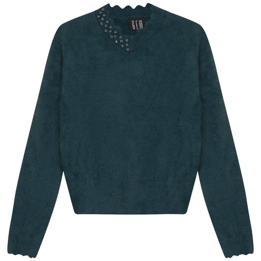 FURRY SCALLOPED SWEATER