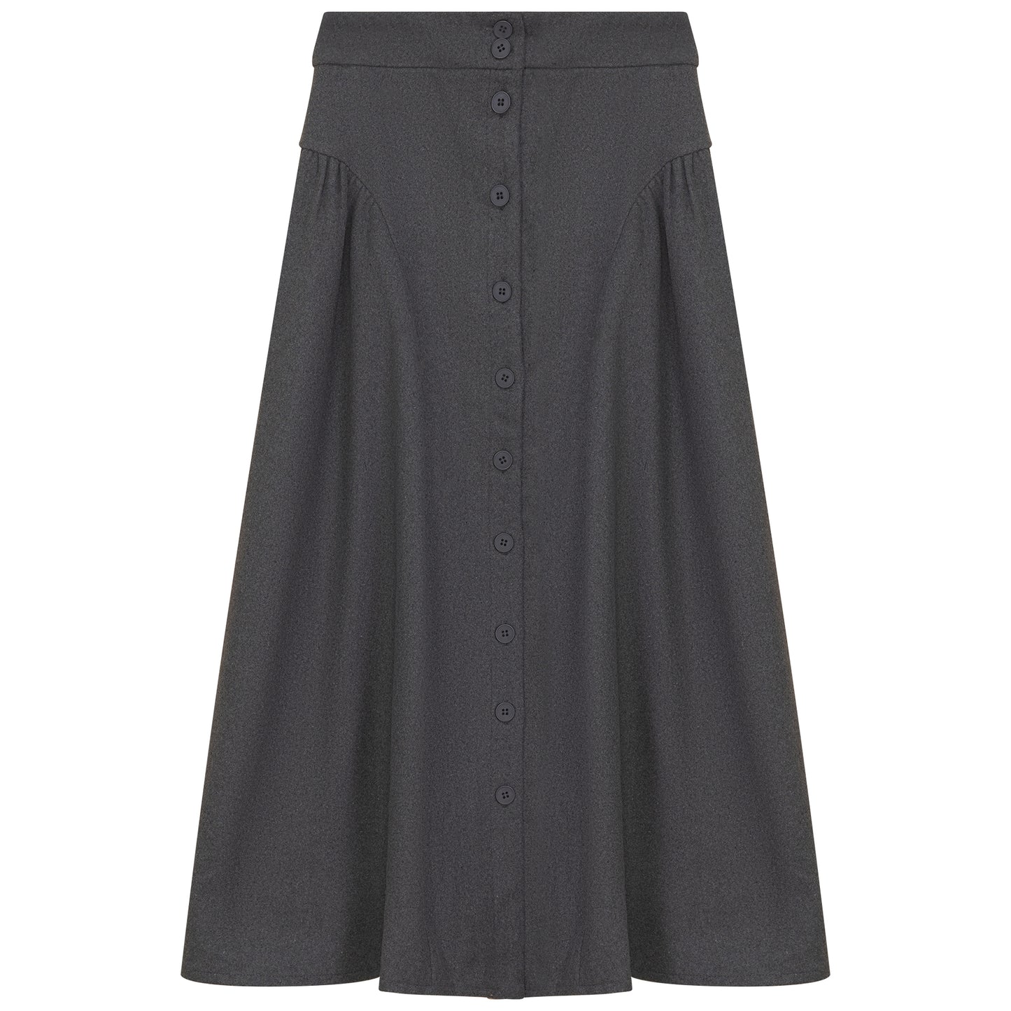 GATHERED BUTTON DOWN SKIRT